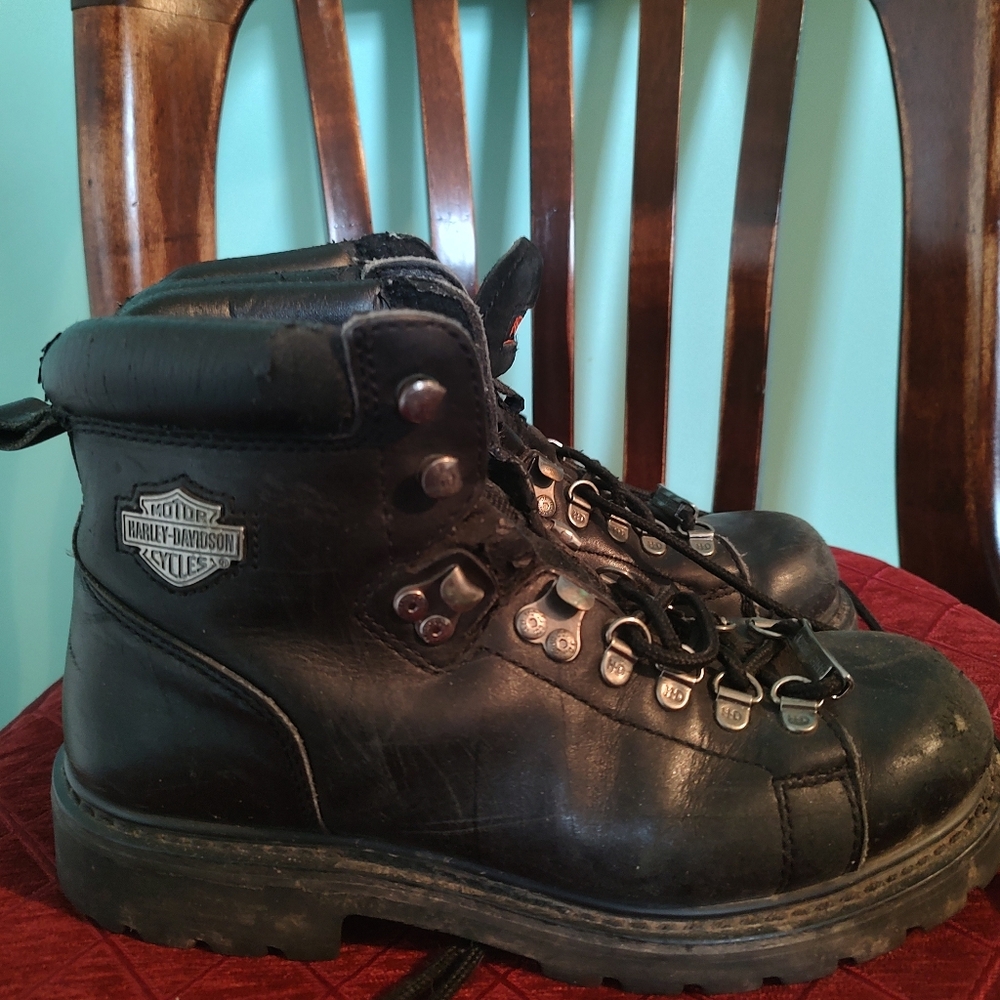 Harley Davidson Dipstick 81610 Black Leather Motorcycle Boots women’s  Sz. 8.5